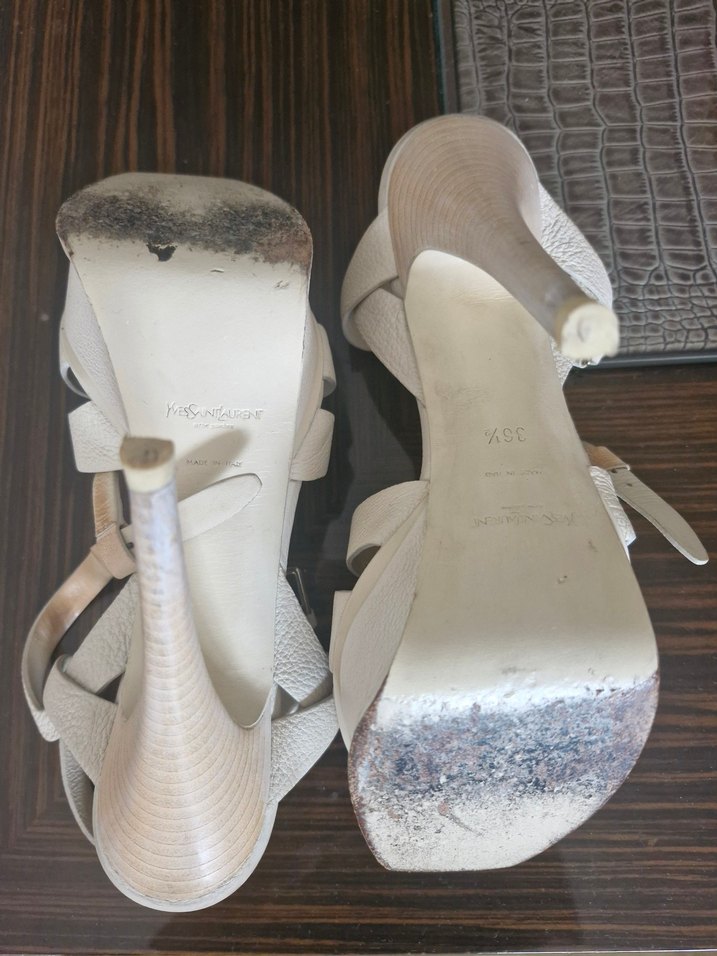 YSL MARKA Beyaz Dolgu Topuklu Kadın Abiye Ayakkabı - Görsel 4