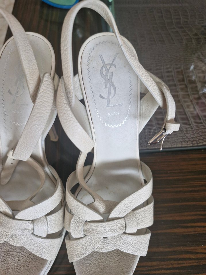 YSL MARKA Beyaz Dolgu Topuklu Kadın Abiye Ayakkabı - Görsel 2