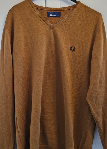 Fred Perry FRED PERYY MARKA Erkek Bej V Yaka Yün Kazak