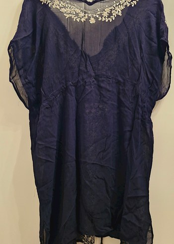 Nakışlı Lacivert Bohem  Tunik/Plaj - Görsel 5