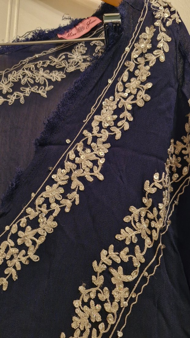 Nakışlı Lacivert Bohem  Tunik/Plaj - Görsel 2