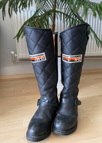 Harley Davidson Siyah Kadın Deri Çizme - Görsel 2