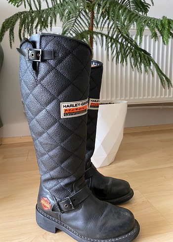 Harley Davidson Siyah Kadın Deri Çizme - Görsel 3