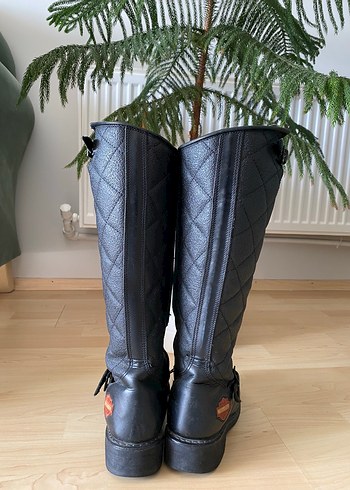 Harley Davidson Siyah Kadın Deri Çizme - Görsel 4