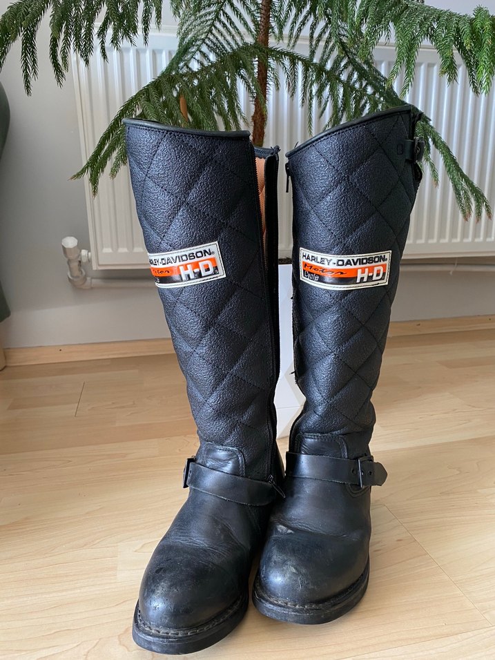 Harley Davidson Siyah Kadın Deri Çizme - Görsel 2