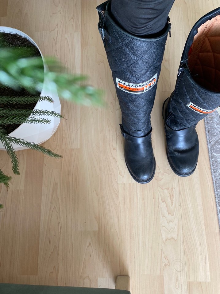 Harley Davidson Siyah Kadın Deri Çizme - Görsel 5