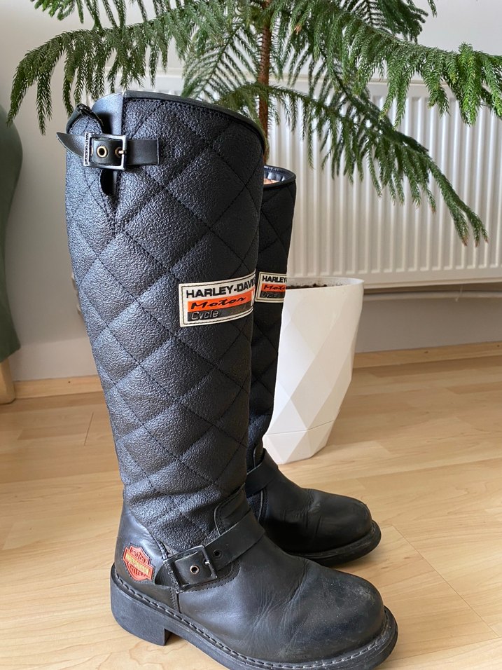 Harley Davidson Siyah Kadın Deri Çizme - Görsel 3