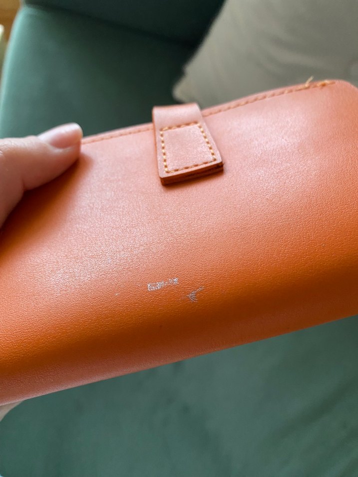 Turuncu Deri Kadın Cüzdanı Tokalı - Görsel 5