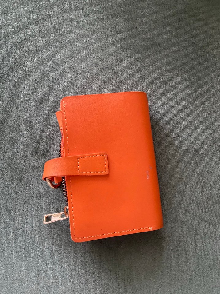 Turuncu Deri Kadın Cüzdanı Tokalı - Görsel 4