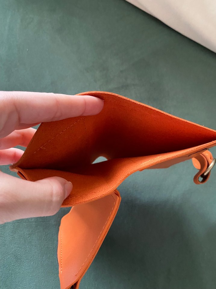 Turuncu Deri Kadın Cüzdanı Tokalı - Görsel 3