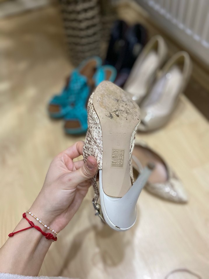 Bej Yılan Desenli Dolgu Topuklu Kadın Ayakkabı - Görsel 5