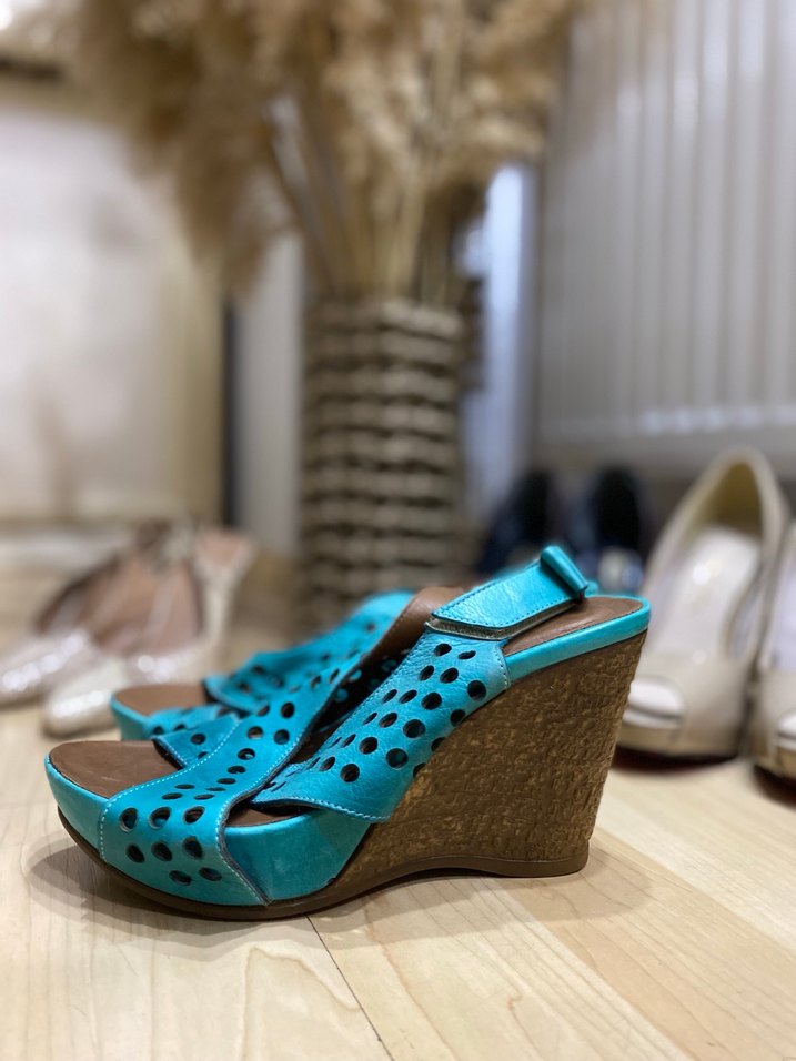 Mavi Dolgu Topuklu Kadın Sandalet - Görsel 2