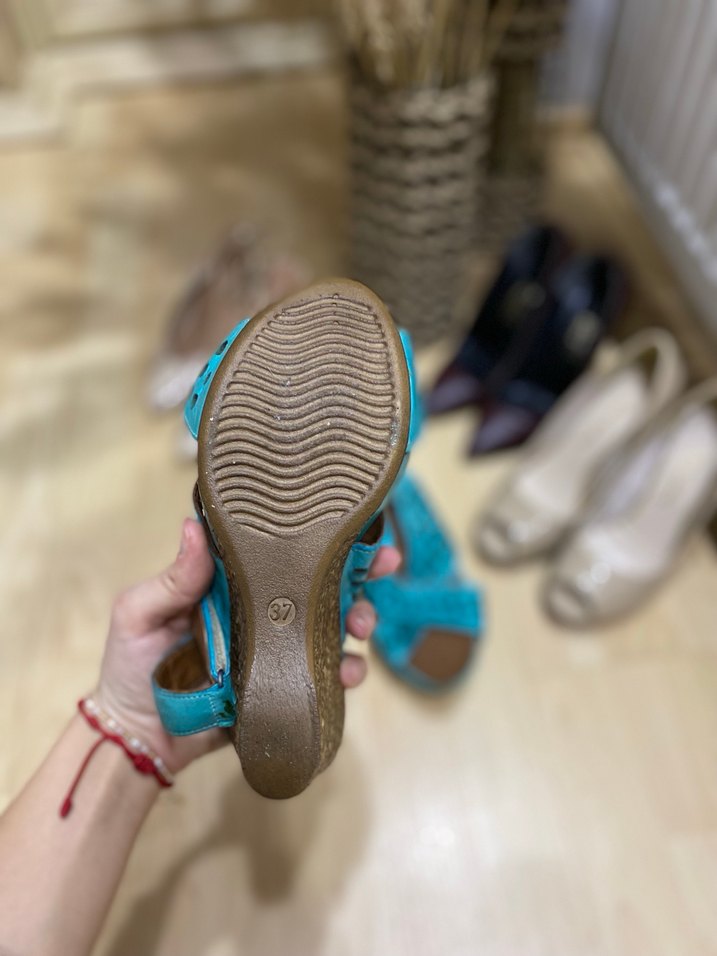 Mavi Dolgu Topuklu Kadın Sandalet - Görsel 5