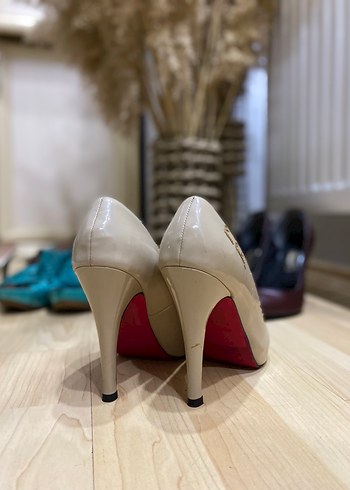 Bej Rugan Stiletto Kadın Topuklu Ayakkabı - Görsel 3