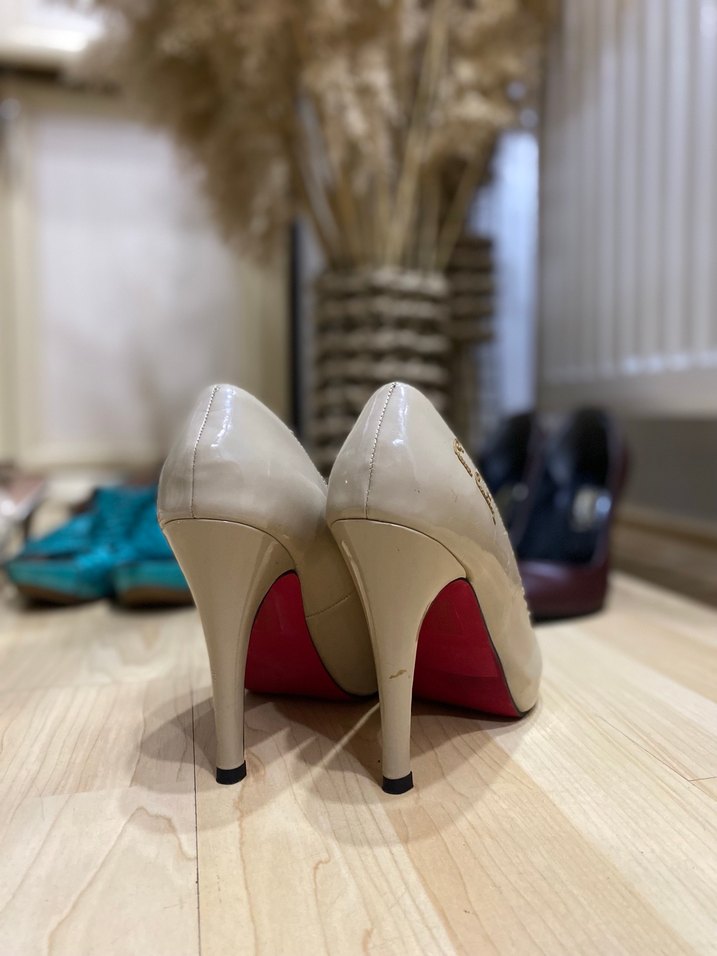 Bej Rugan Stiletto Kadın Topuklu Ayakkabı - Görsel 3