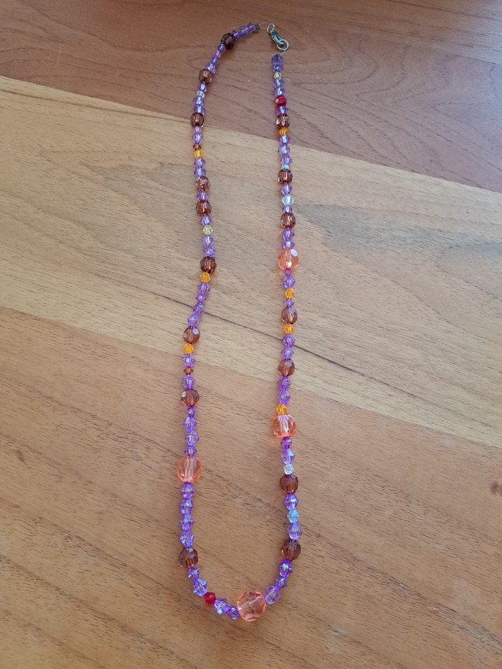 Uzun Mor Boncuklu Bohem Kolye - Görsel 2