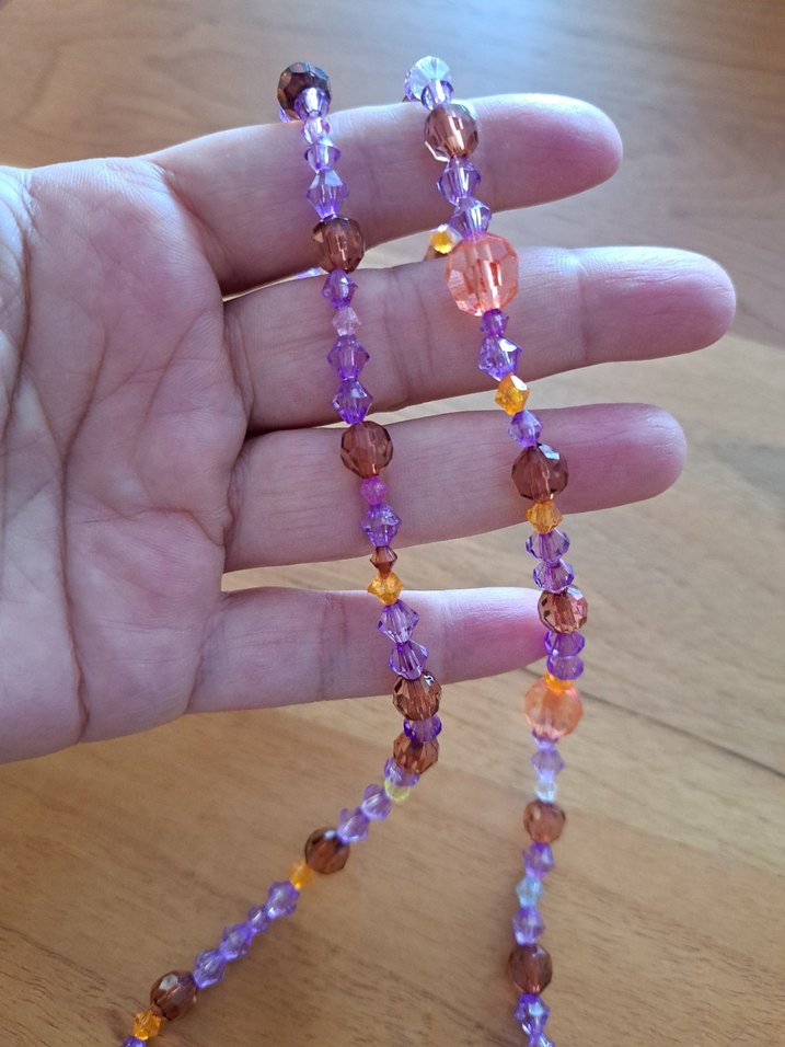 Uzun Mor Boncuklu Bohem Kolye - Görsel 3