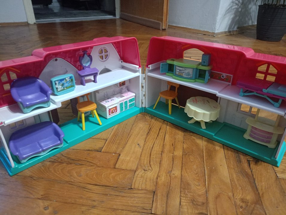 Pastel Pembe Katlanabilir Oyuncak Ev - Görsel 3