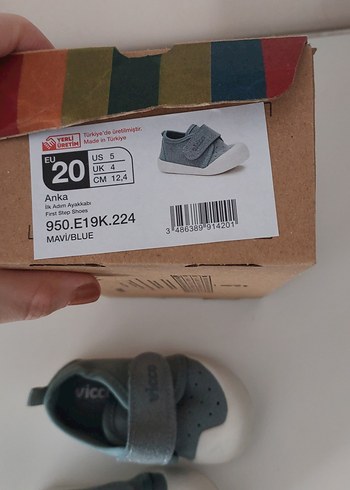 20 Beden mavi Renk Vicco Erkek Bebek İlk Adım Ayakkabısı