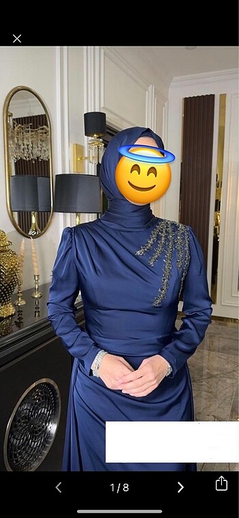 Uzun kollu mavi abiye