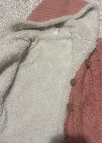 Kız Çocuk Pembe Kapüşonlu Örgü Hırka - Görsel 4
