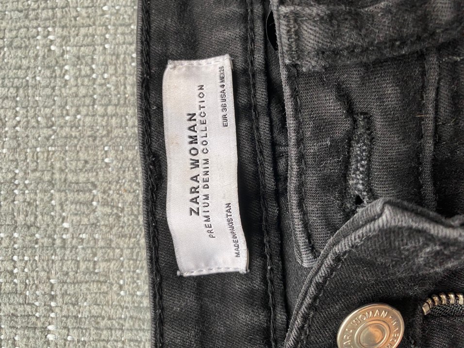 Zara Siyah Dar Kesim Kadın Denim Pantolon - Görsel 2