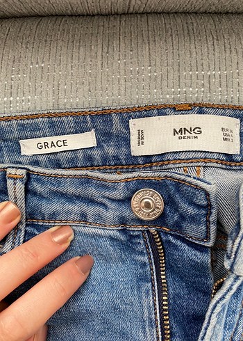 Mango Kadın Mavi Normal Kesim Denim Pantolon - Görsel 2