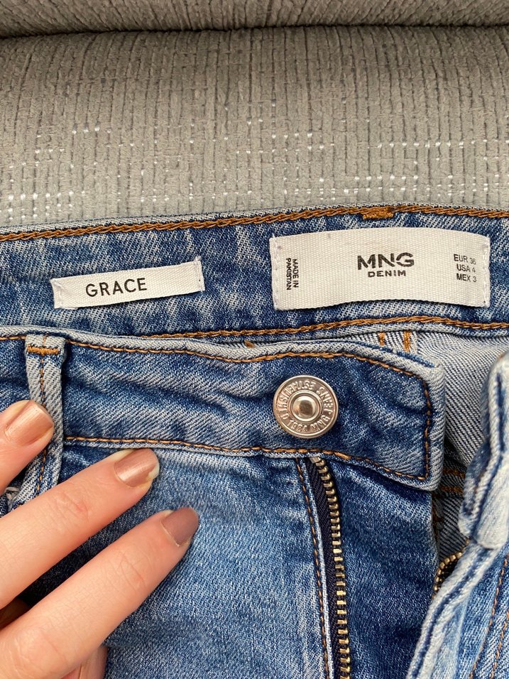 Mango Kadın Mavi Normal Kesim Denim Pantolon - Görsel 2