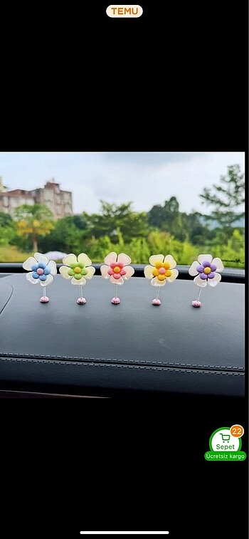 Diğer Sallanan çiçekler araba süsleri 5 adet