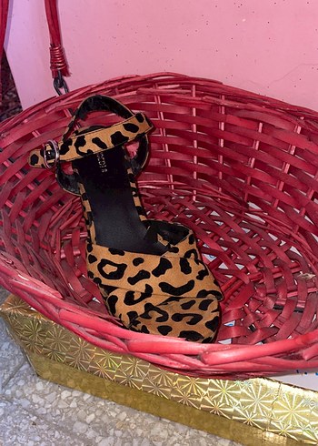 Kahverengi Leopar Desenli Platform Topuklu Kadın Ayakkabı - Görsel 3