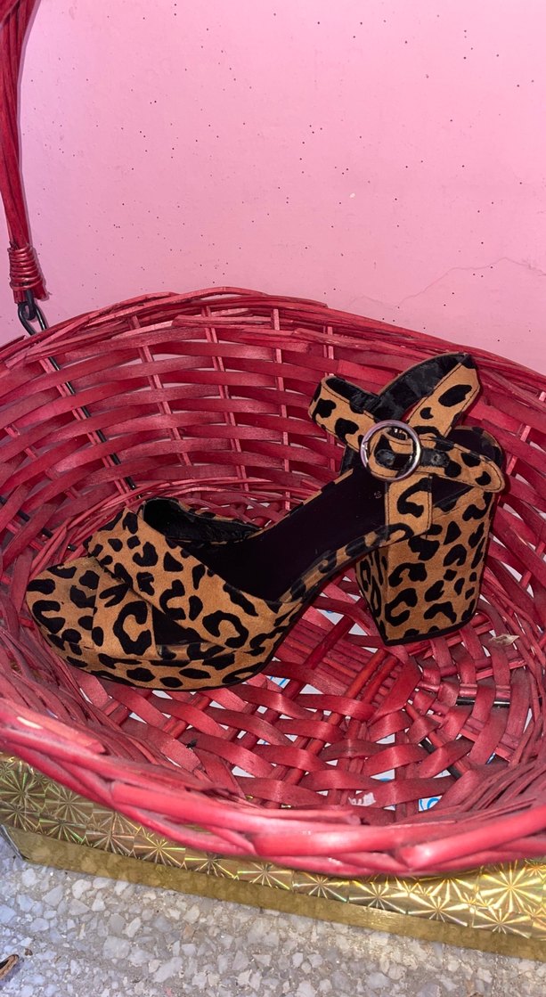 Kahverengi Leopar Desenli Platform Topuklu Kadın Ayakkabı - Görsel 2