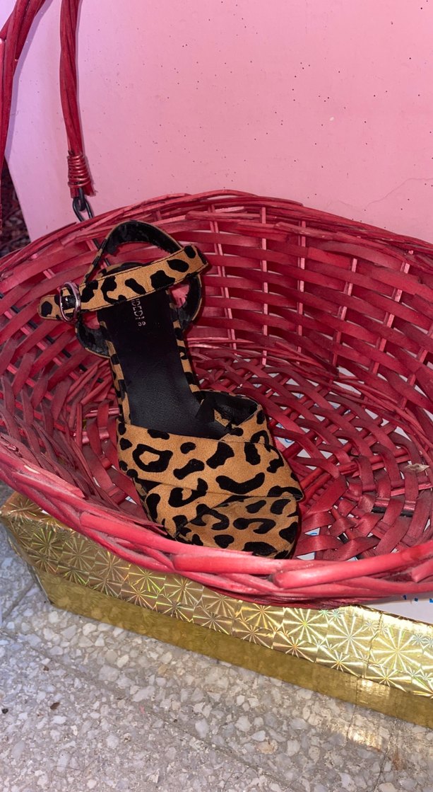 Kahverengi Leopar Desenli Platform Topuklu Kadın Ayakkabı - Görsel 3