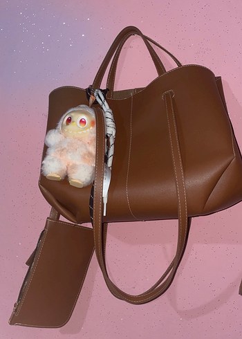 Bej Deri Kadın Çanta Püsküllü - Görsel 4