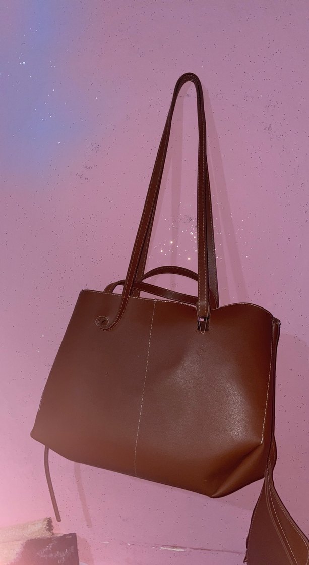 Bej Deri Kadın Çanta Püsküllü - Görsel 3