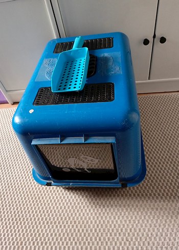 Mavi Kedi Taşıyıcı ve Tuvalet Kutusu