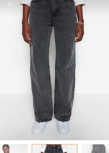 38 Beden Gri Batik Desenli Midi Denim Jean