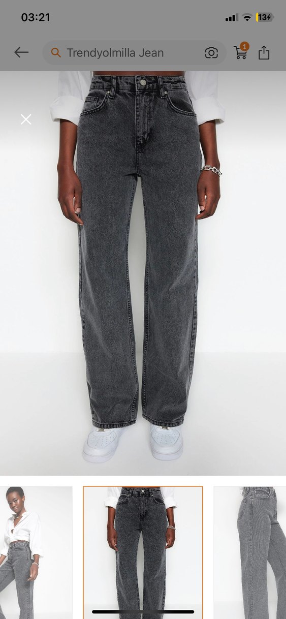 Gri Batik Desenli Midi Denim Jean - Görsel 3