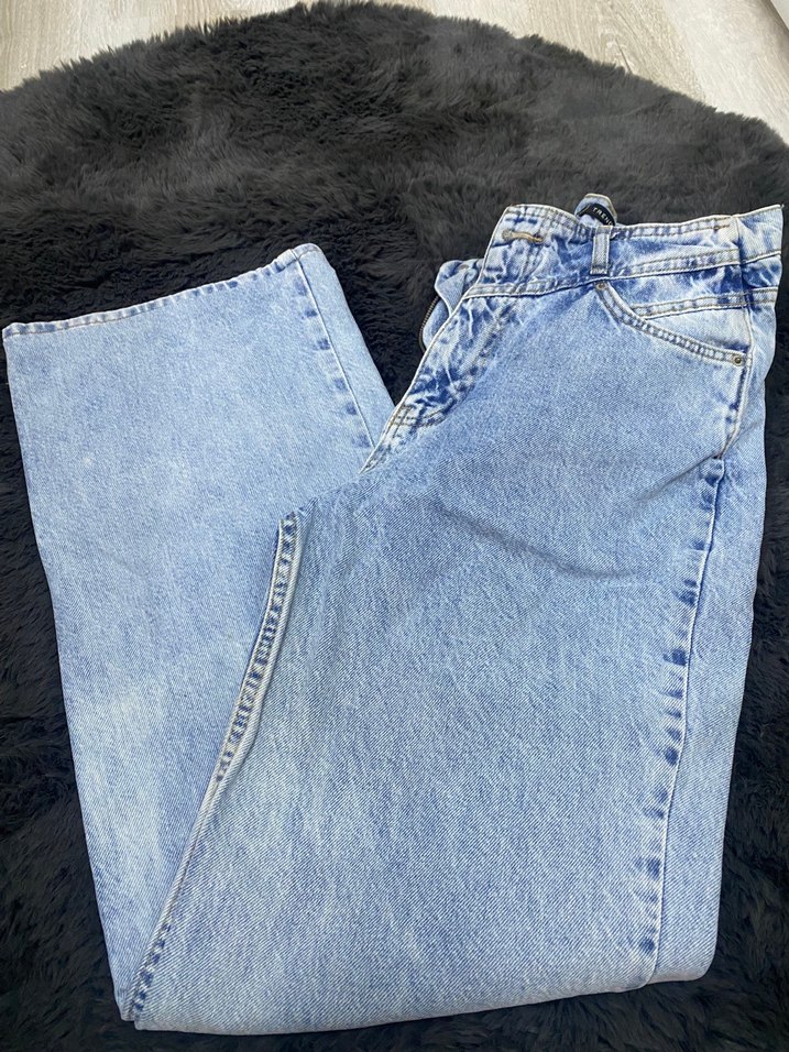 Düğmeli Mavi Kadın Denim Pantolon - Görsel 2