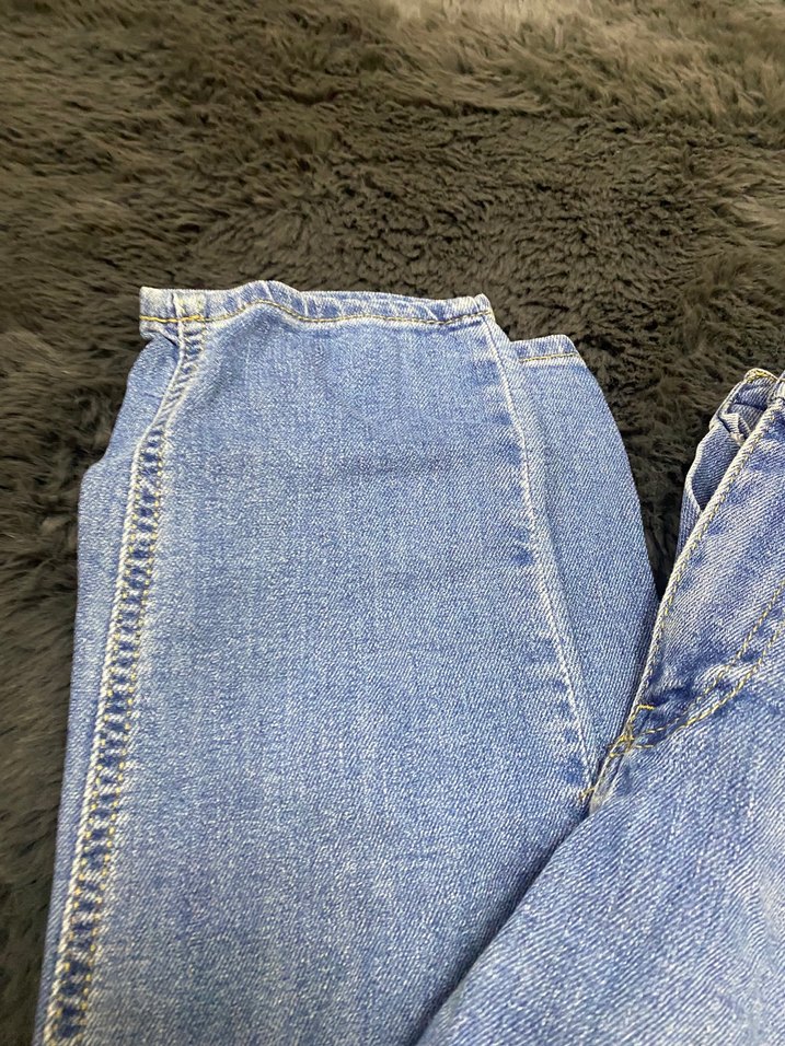 Düğmeli Rahat Kesim Mavi Kadın Jean - Görsel 2