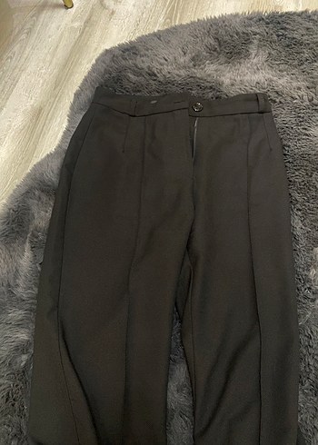 Siyah Regular Fit Midi Kumaş Kadın Pantolon - Görsel 2