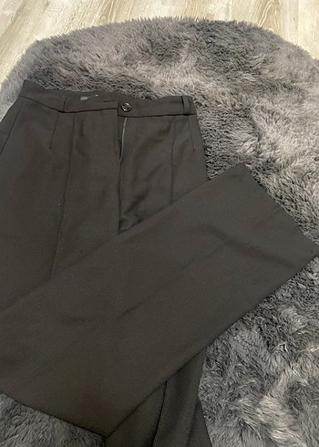 Siyah Regular Fit Midi Kumaş Kadın Pantolon - Görsel 3