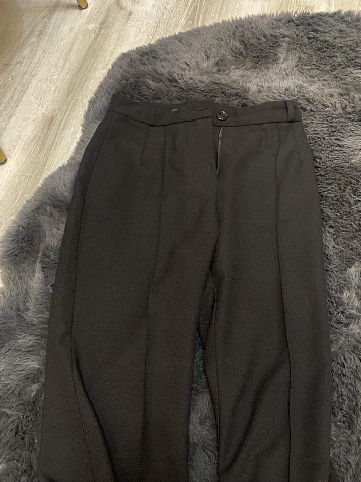 Siyah Regular Fit Midi Kumaş Kadın Pantolon - Görsel 2