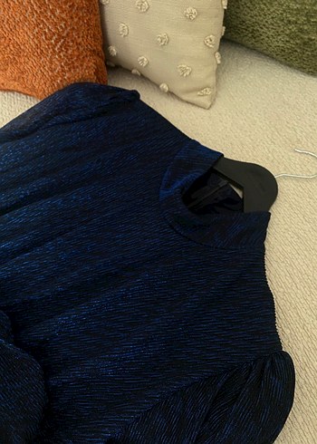 Lacivert Mini simli Elbise - Görsel 7