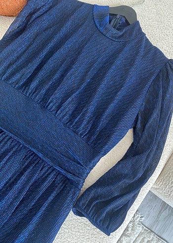 Lacivert Mini simli Elbise - Görsel 6