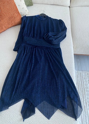 Lacivert Mini simli Elbise - Görsel 8