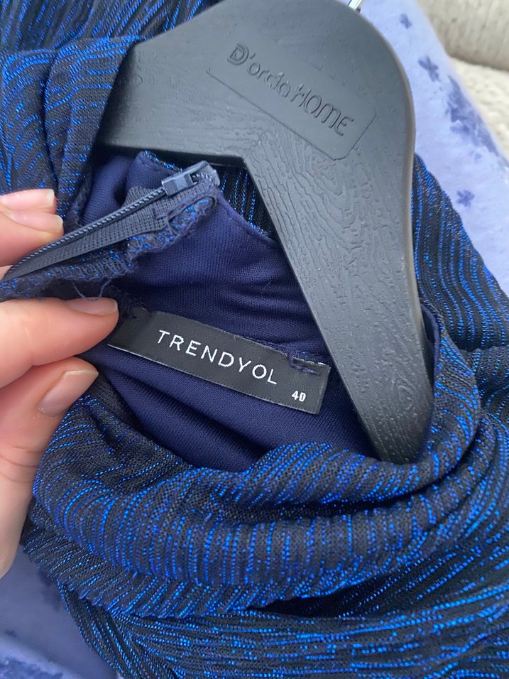 Lacivert Mini simli Elbise - Görsel 4