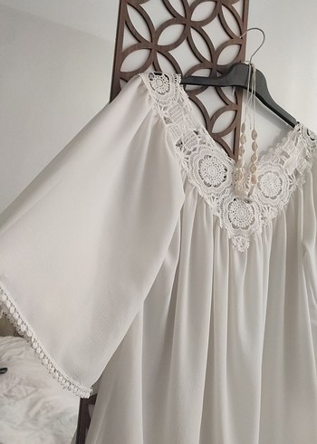 Trendyol & Milla Dantelli Beyaz Bohem Uzun Kollu Bluz