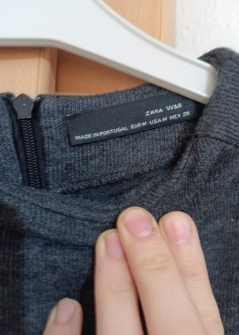 Zara Zara Gri Uzun Kollu Midi Triko Elbise