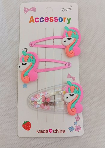 Unicorn Desenli Çocuk 3'lü Çıt Çıt Toka Seti