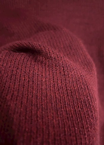 Bordo Kadın Örgü Yün Kazak - Görsel 4